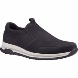 ) Hush Puppies Cole Leather Men's Black Nubuck Loafers - Black, 10 (Adults'