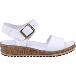 Hush Puppies Ellie Womens White Chunky Leather Wedge Sandals - White, UK 4