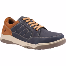 ) Hush Puppies Finley Leather Men's Navy Lace-Up Shoes - Blue, 9 (Adults'
