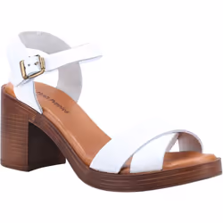 ) Hush Puppies Georgia Leather Women's White Sandals - White, 3 (Adults'