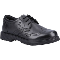 ) Hush Puppies SALLY SENIOR Leather Girls's Black Brogues - Black, 6 (Adults'