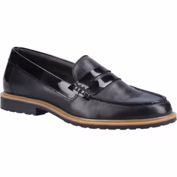 ) Hush Puppies Verity Slip On Leather Women's Black Loafers - Black, 3 (Adults'