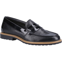) Hush Puppies Verity Slip On Leather Women's Black Loafers - Black, 3 (Adults'