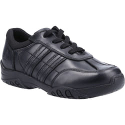 ) Hush Puppies Jezza 2 Senior Leather Boys's Black Lace-Up Shoes - Black, 7 (Adults'