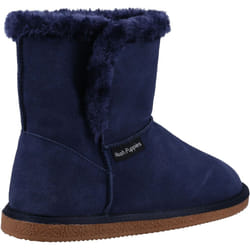 ) Hush Puppies Ashleigh Suede And Faux Fur Women's Navy Slippers - Blue, 3 (Adults'