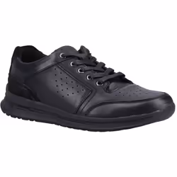 ) Hush Puppies Joseph Leather Men's Black Leather Lace-Up Shoes - Black, 6 (Adults'