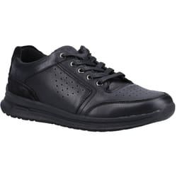 ) Hush Puppies Joseph Leather Men's Black Leather Lace-Up Shoes - Black, 6 (Adults'