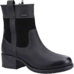 ) Hush Puppies Saskia Leather Women's Black Boots - Black, 6 (Adults'