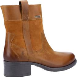 ) Hush Puppies Saskia Leather Women's Tan Boots - Brown, 3 (Adults'