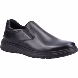) Hush Puppies Trent Leather Men's Black Slip-On Shoes - Black, 10 (Adults'