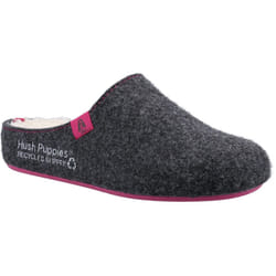 ) Hush Puppies The Good 90% Recycled RPET Polyester Women's Charcoal Slippers - Black, 6 (Adults'