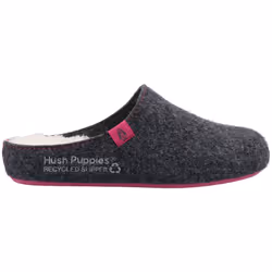) Hush Puppies The Good 90% Recycled RPET Polyester Women's Charcoal Slippers - Black, 6 (Adults'