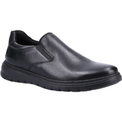 ) Hush Puppies Trent Leather Men's Black Slip-On Shoes - Black, 12 (Adults'