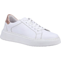 ) Hush Puppies Camille Leather Women's White Trainers - White, 3 (Adults'