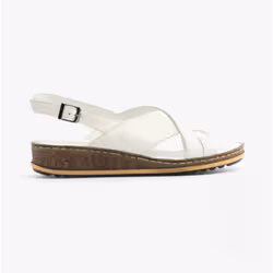 Hush Puppies ELENA Crossover Womens Wedge Sandals White - UK 8