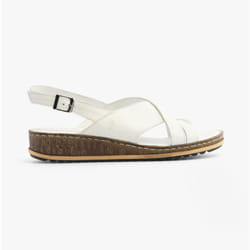 Hush Puppies ELENA Crossover Womens Wedge Sandals White - UK 8
