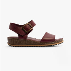 Hush Puppies ELLIE Womens Leather Wedge Sandals Bordeaux - UK 4