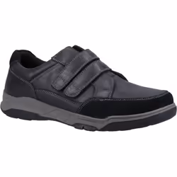 ) Hush Puppies Fabian Double Strap Leather Men's Black Loafers - Black, 12 (Adults'