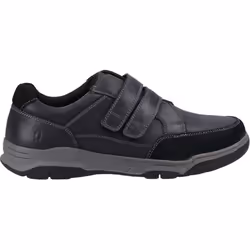 ) Hush Puppies Fabian Double Strap Leather Men's Black Loafers - Black, 12 (Adults'