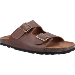 ) Hush Puppies Nash Slider Leather Men's Brown Sandals - Brown, 7 (Adults'