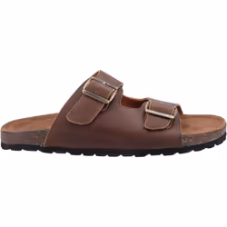 ) Hush Puppies Nash Slider Leather Men's Brown Sandals - Brown, 7 (Adults'