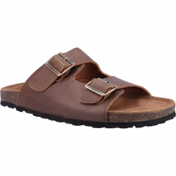 ) Hush Puppies Nash Slider Leather Men's Brown Sandals - Brown, 11 (Adults'