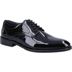 ) Hush Puppies Damien Lace Up Patent Leather Men's Black Patent Lace-Up Shoes - Black, 12 (Adults'