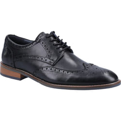 ) Hush Puppies Dustin Brogue Leather Men's Black Brogues Shoes - Black, 12 (Adults'