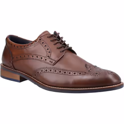 ) Hush Puppies Dustin Brogue Leather Men's Chocolate Brogues Shoes - Brown, 10 (Adults'