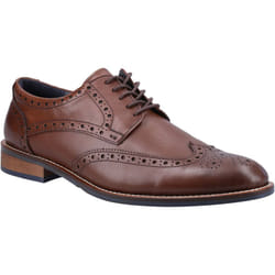 ) Hush Puppies Dustin Brogue Leather Men's Chocolate Brogues Shoes - Brown, 10 (Adults'