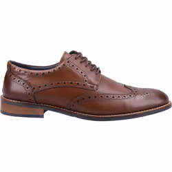 ) Hush Puppies Dustin Brogue Leather Men's Chocolate Brogues Shoes - Brown, 12 (Adults'