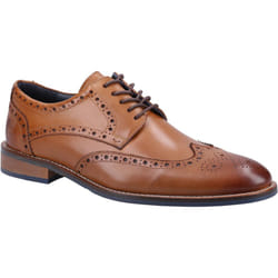 ) Hush Puppies Dustin Brogue Leather Men's Tan Brogues Shoes - Brown, 10 (Adults'