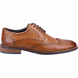 ) Hush Puppies Dustin Brogue Leather Men's Tan Brogues Shoes - Brown, 12 (Adults'