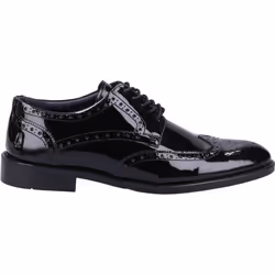 ) Hush Puppies Dustin Brogue Patent Leather Men's Black Patent Brogues Shoes - Black, 10 (Adults'