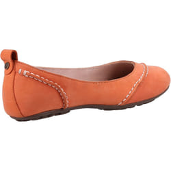 ) Hush Puppies Janessa Leather Women's Coral Flats - Orange, 5 (Adults'