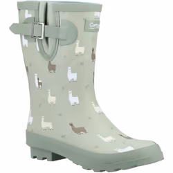 ) Cotswold Farmyard Mid Rubber Alpaca Wellington Boots - Green, 3 (Adults'