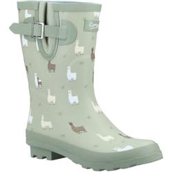 ) Cotswold Farmyard Mid Rubber Alpaca Wellington Boots - Green, 3 (Adults'