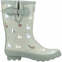 ) Cotswold Farmyard Mid Rubber Alpaca Wellington Boots - Green, 3 (Adults'