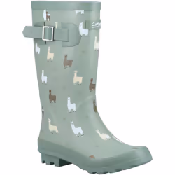 ) Cotswold Farmyard Junior Rubber Alpaca Wellington Boots - Green, 5 (Adults'