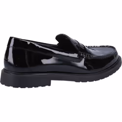 ) Hush Puppies Verity Slip On Leather Women's Patent Black Loafers - Black, 3 (Adults'