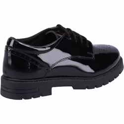 , Black) Jayne Patent SNR Black Girls Lace Up School Shoes - 3 (Adults'