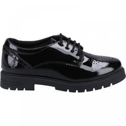 , Black) Jayne Patent SNR Black Girls Lace Up School Shoes - 5 (Adults'