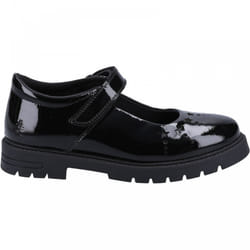 , Black) Sabrina Patent SNR Black Girls Rip-Tape School Shoes - 3 (Adults'