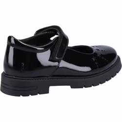 , Black) Sabrina Patent SNR Black Girls Rip-Tape School Shoes - 3 (Adults'