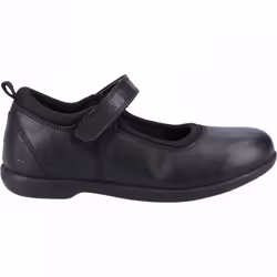 , Black) Bianca JNR Black Girls Rip-Tape School Shoes - 11 (Children's
