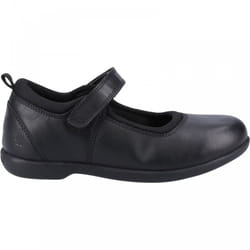 , Black) Bianca JNR Black Girls Rip-Tape School Shoes - 1 (Children's