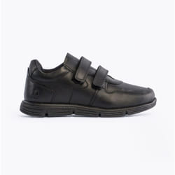 Hush Puppies LUCAS Boys Leather School Shoes Black - UK 12, Black