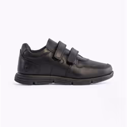 Hush Puppies LUCAS Boys Leather School Shoes Black - UK 3, Black