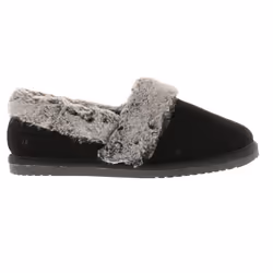 ) Hush Puppies Womens Slippers Full Fluffy Ariel Suede Leather black UK Size - Black, 5 (Adults'