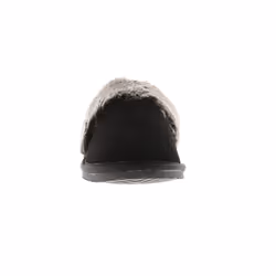 ) Hush Puppies Womens Slippers Full Fluffy Ariel Suede Leather black UK Size - Black, 8 (Adults'